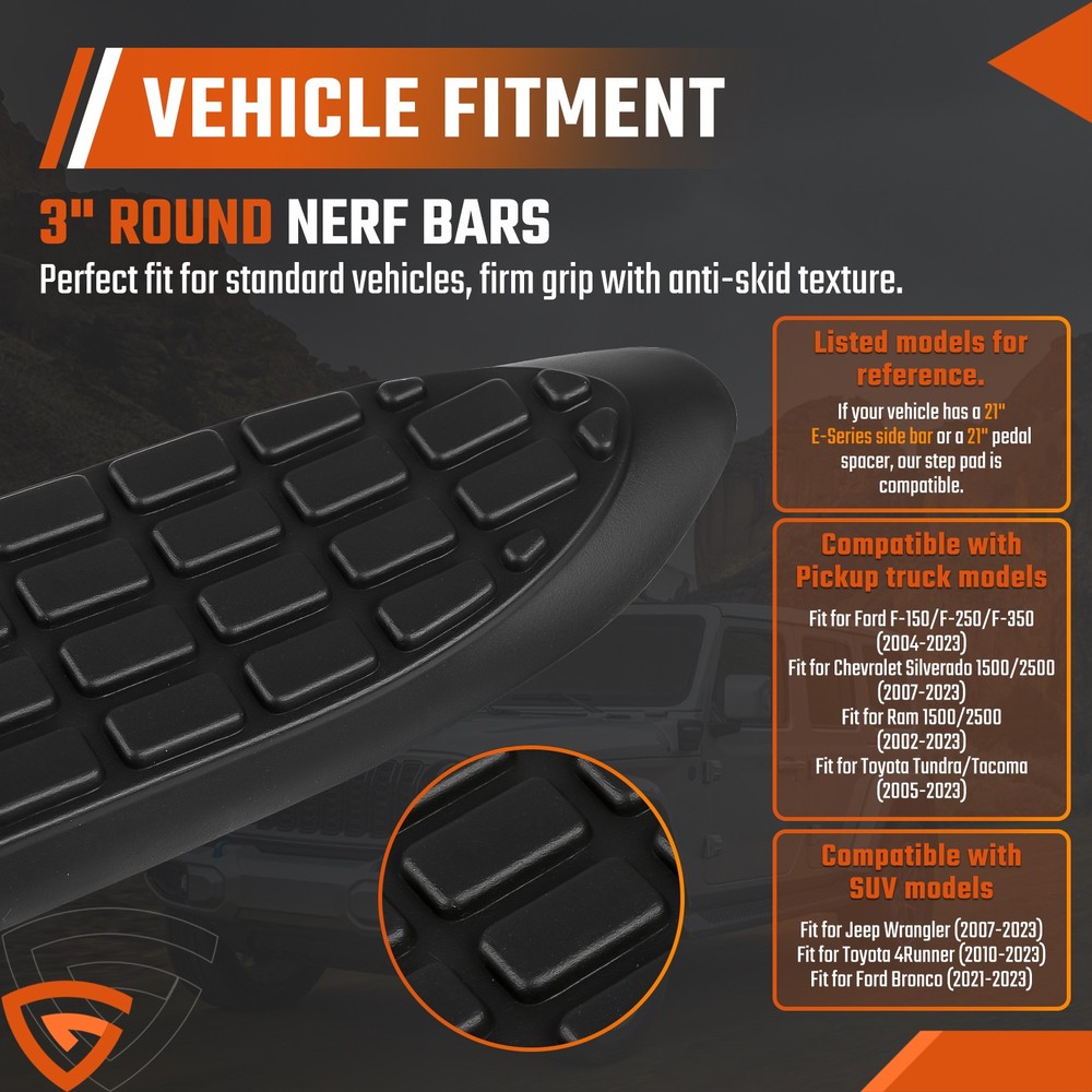 Replacement Step Pad for 3" Round Nerf Bars - Set of 4