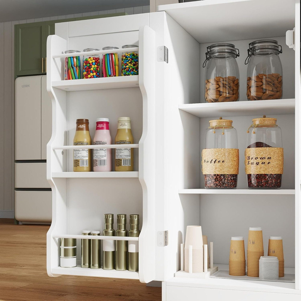 White Kitchen Sideboard Buffet Cabinet with Storage and Shelves