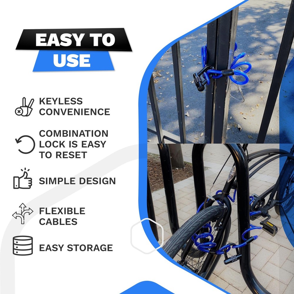 DocksLocks Security Cable Lock Set (5ft to 25ft Lengths) – 5ft, Blue