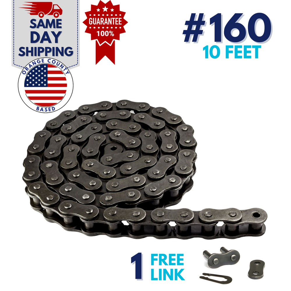 #160 Roller Chain 10 Feet with 1 Connecting Link