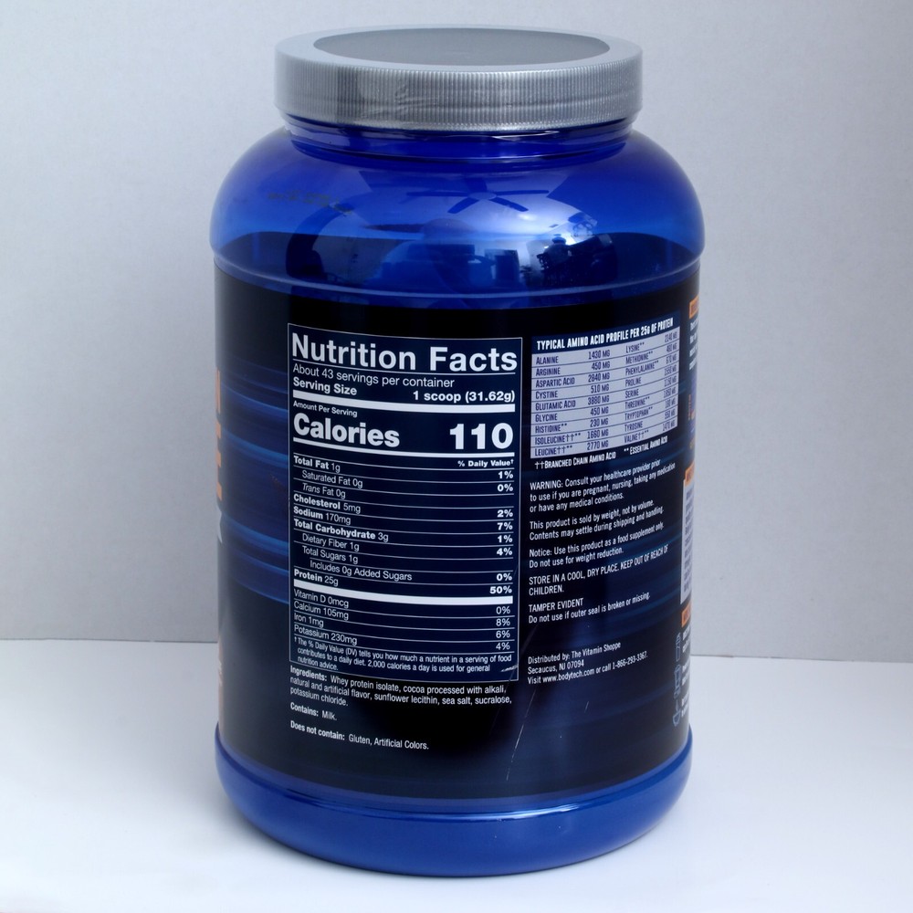 BodyTech Whey Isolate Whey Protein Isolate Rich Chocolate 3 lbs.