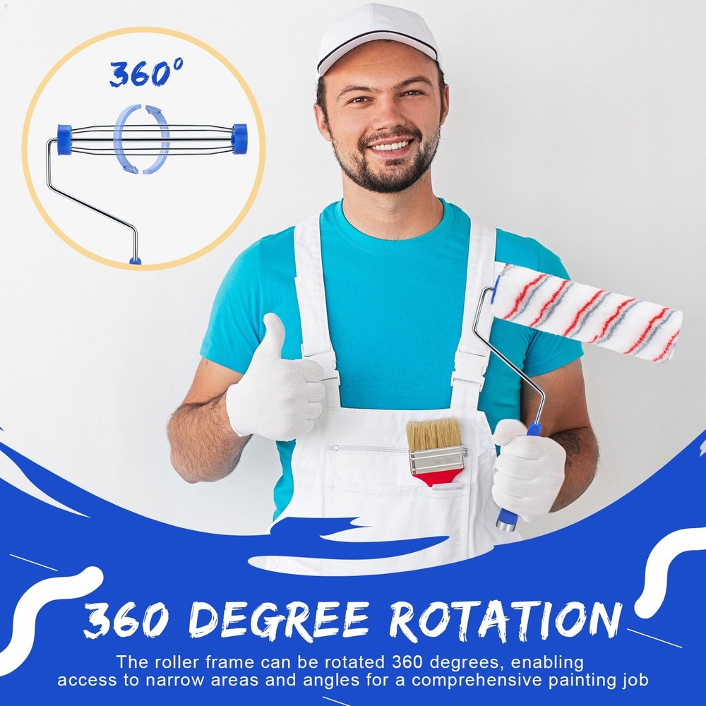 Leumoi 48 Pack 9 Inch Paint Roller Frame 5 Wire Galvanized Handle Bule