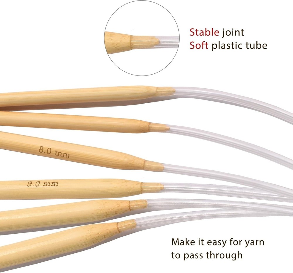 Versatile Bamboo Circular Knitting Needles 6.0mm - Complete Accessory Kit
