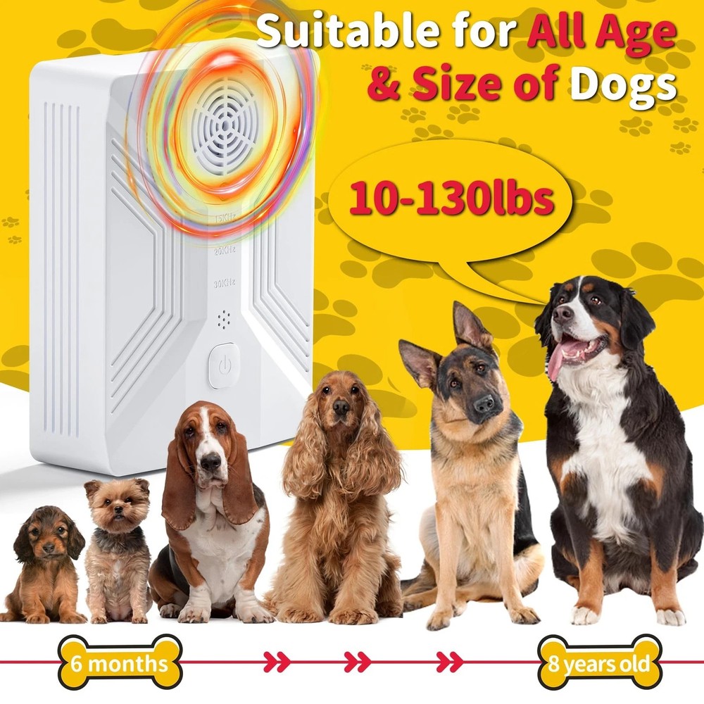 Ultrasonic Dog Bark Deterrent, 3 Modes, 50FT Range, Rechargeable