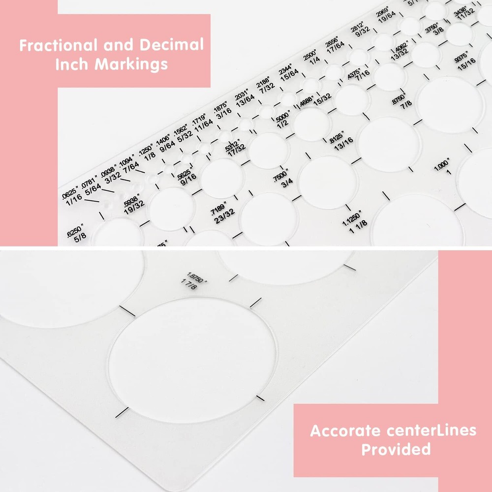 3 Pack Circle Template Round Stencil for Drafting Building Formwork Drawing