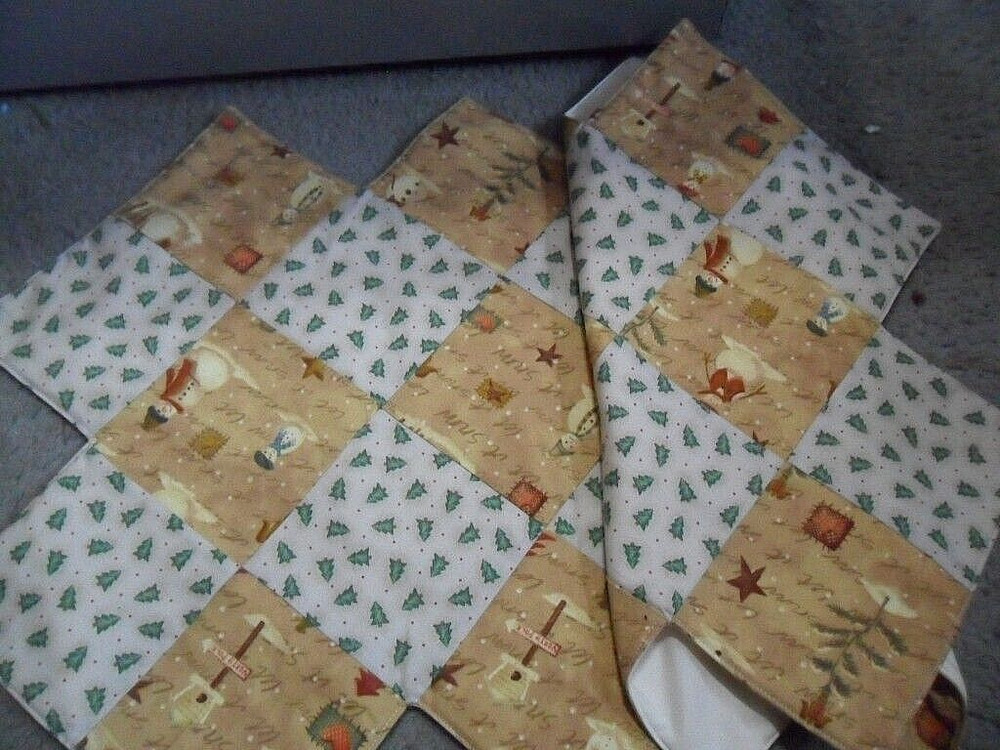 Handmade Christmas Table runner Snowmen Christmas Trees