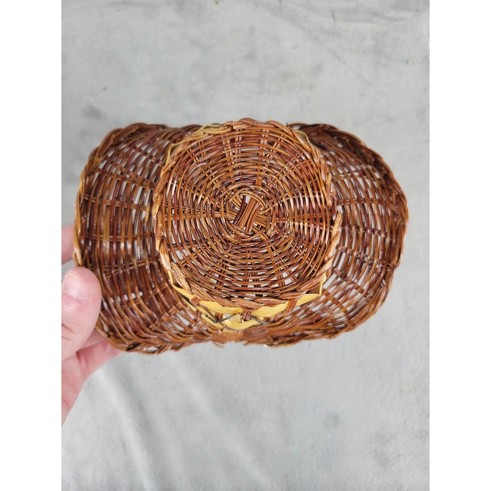 Wicker Flower Basket Handle Small Woven Easter Spring Decoration