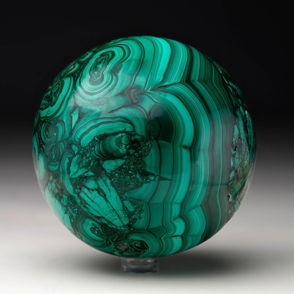 Hand-Polished Solid 3.5" Diameter Malachite Sphere // Ver. IV