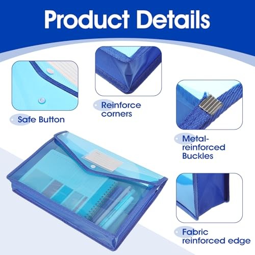 Molain 10 Pack Plastic Expanding File Folders, A4 Size Waterproof Documents