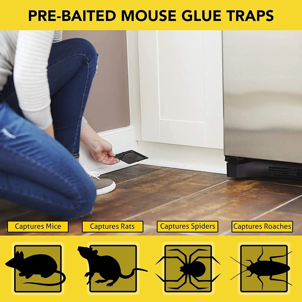 Harris Pre-Baited Mouse Glue Traps, Fully Disposable 4-Pack