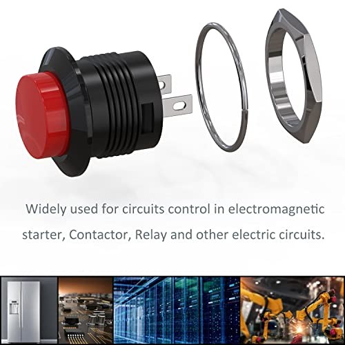 Momentary Push Button Switch No Lock SPST Mini Push Button Red & Black Cap
