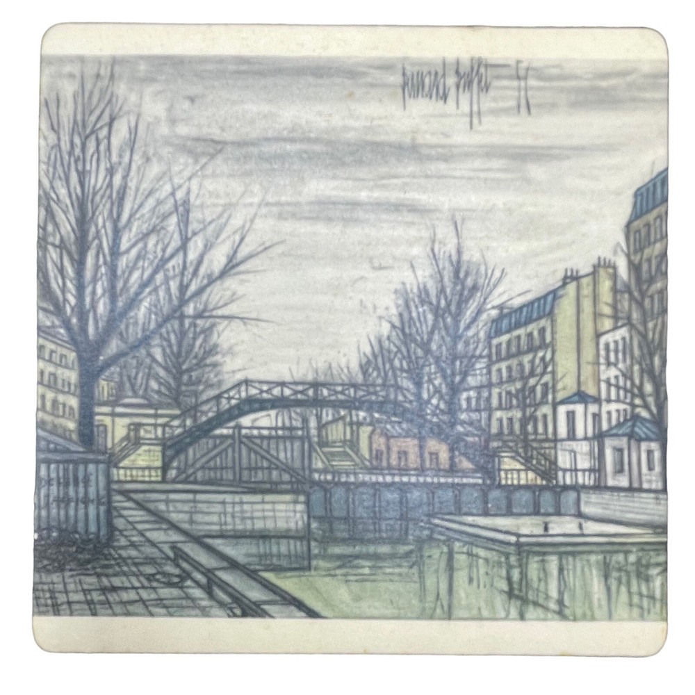 6 "PARIS" Coasters Bernard Buffet Artwork, Mid Century Coasters