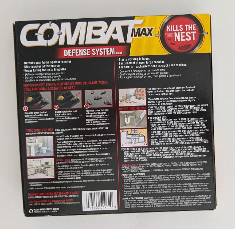 Combat Max Defense System Roach Killing Bait & Gel - 12 Baits & 1 Gel Package