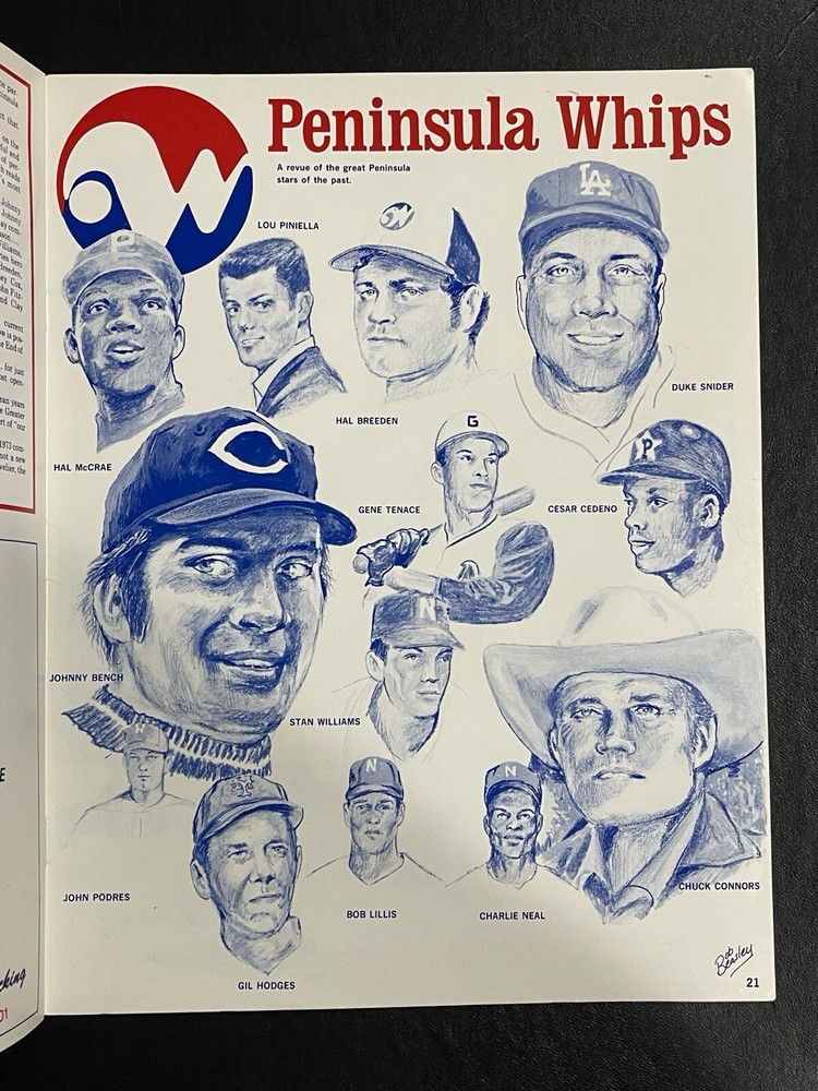 1973 Peninsula Whips Baseball Program Scorebook GARY CARTER