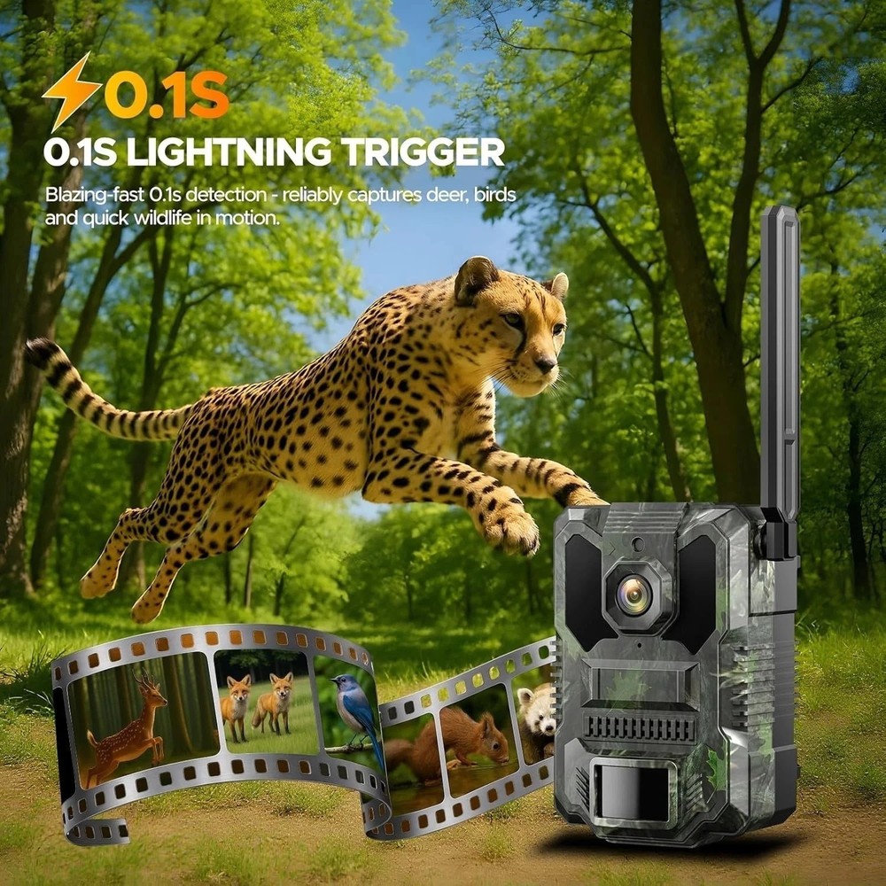Solar Trail Camera 4G LTE Cellular Security Camera with SIM Card Live Streaming✅