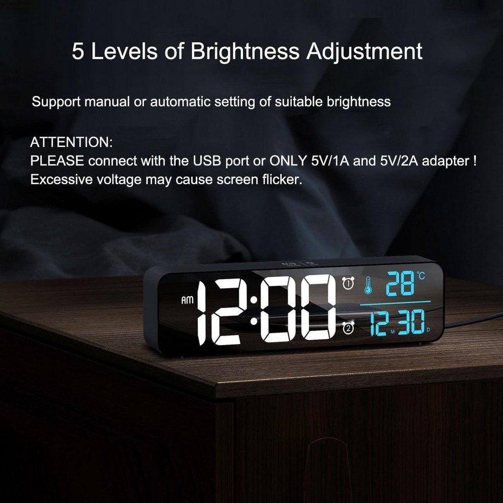 Corded Electric Digital Clock - Stylish Home Decor with Multi Display Features