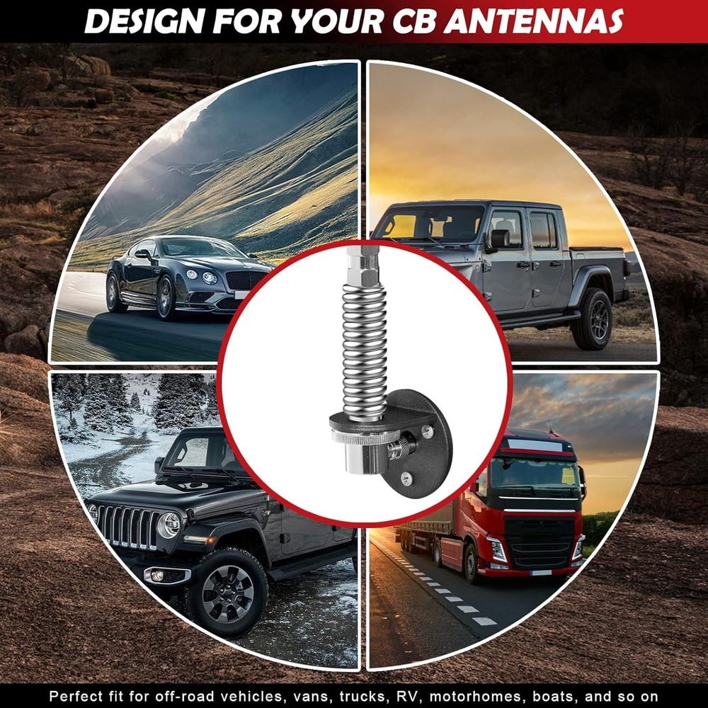 Flexible CB Antenna Spring for Mobile Vehicles - Fits Standard 3/8" Threads