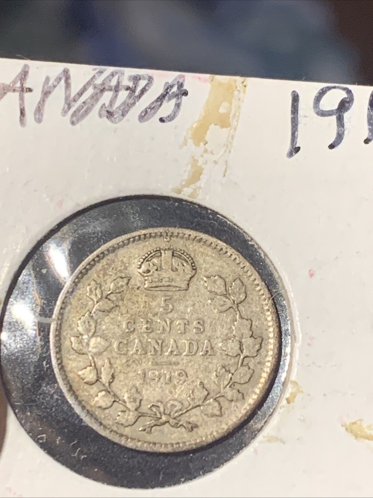 1919 Canada 5 cents silver coin