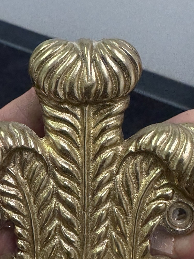 Vintage Solid Brass Plume Intricate Coat Hook