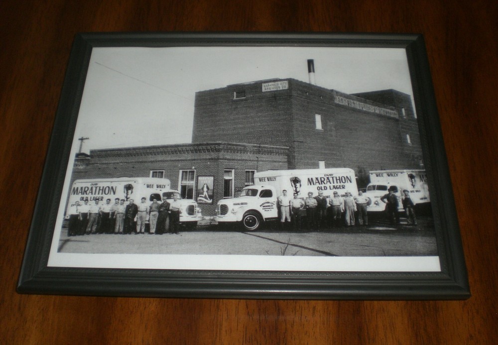 1947 MARATHON BREWERY FRAMED B&W AD PRINT