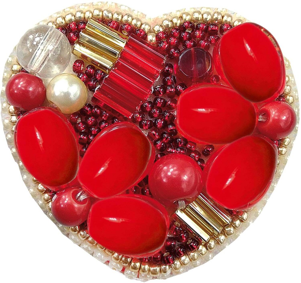 Crystal Art Beadwork kit for creating brooch BP-200C Heart