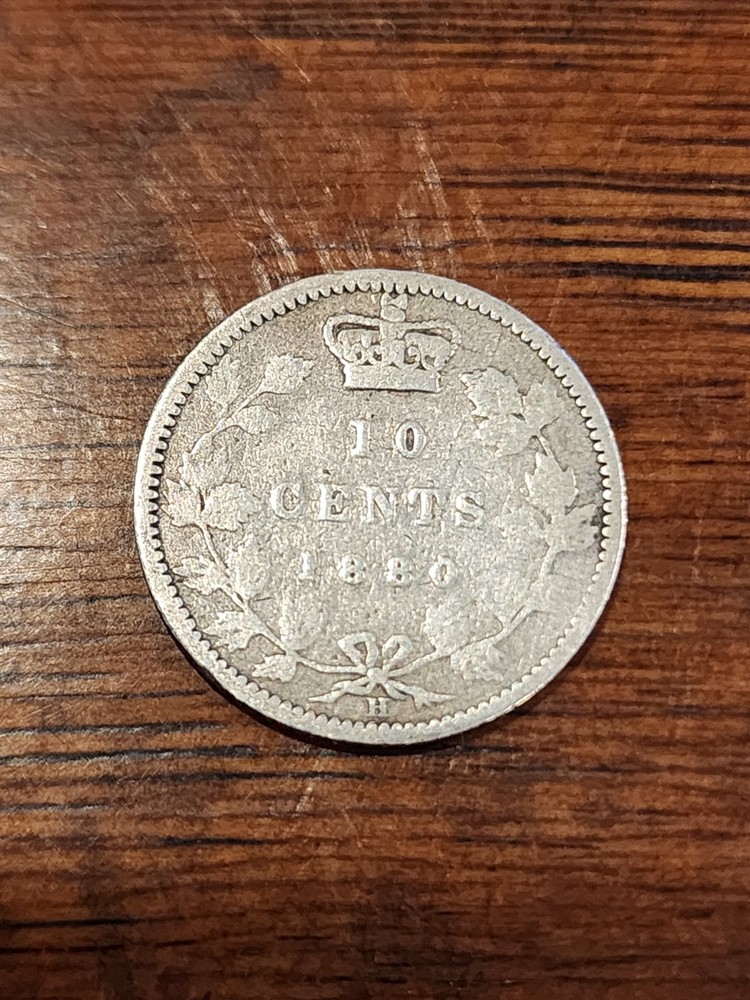 1880H Canada 10 Cents Silver Coin