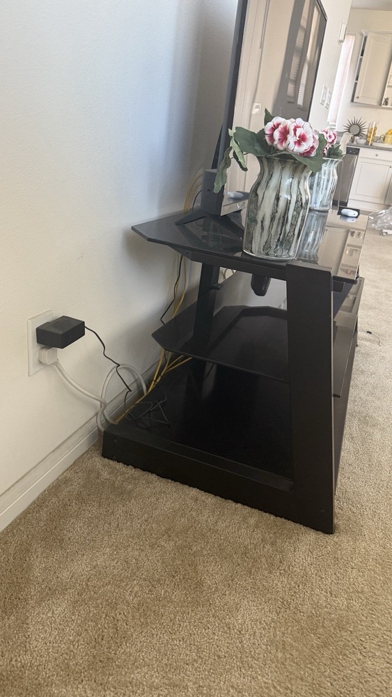 Tv table & stand - black glass