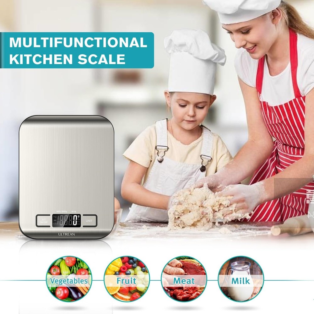 High Precision Kitchen Scale - Tare Function & Slim Design, 304 Stainless Steel