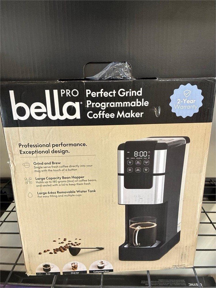 Bella PRO Programmable Single-Serve Coffee Maker w/Integrated Grinder Silver