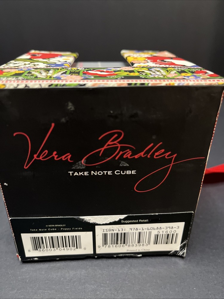 Vera Bradley NWT Take Note Cube Note Paper Poppy Fields Rare Print Notes Sealed