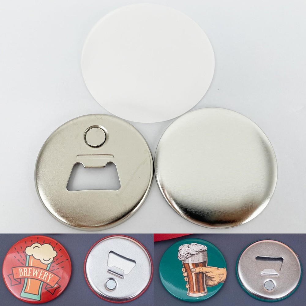 2-1/4" 58mm Bottle Opener with Magnet Nickle Button DIY 100 Sets/Pack