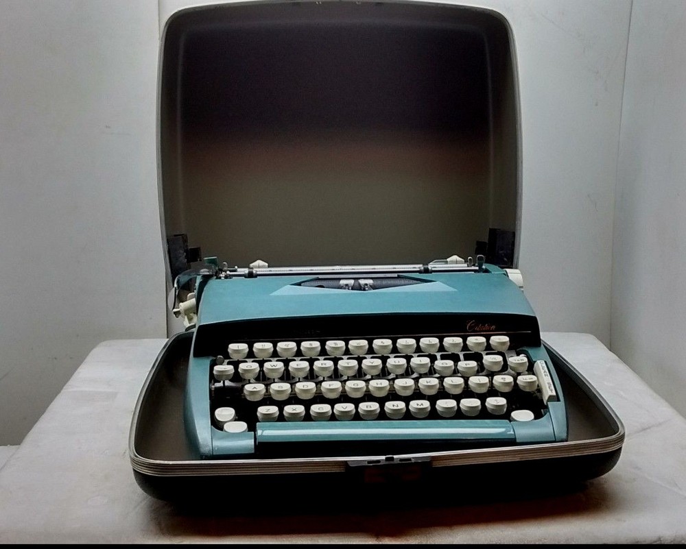 Sears Citation Correct Type Portable Manual Typewriter Processor Case Blue Retro