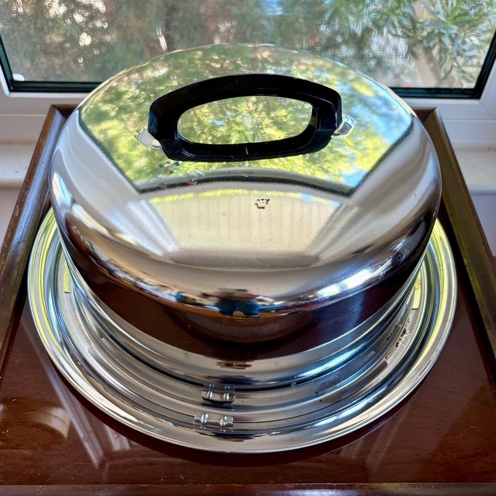 Vintage Everedy Co. Chrome Serving Dome with Locking Tray, MCM Covered Platter