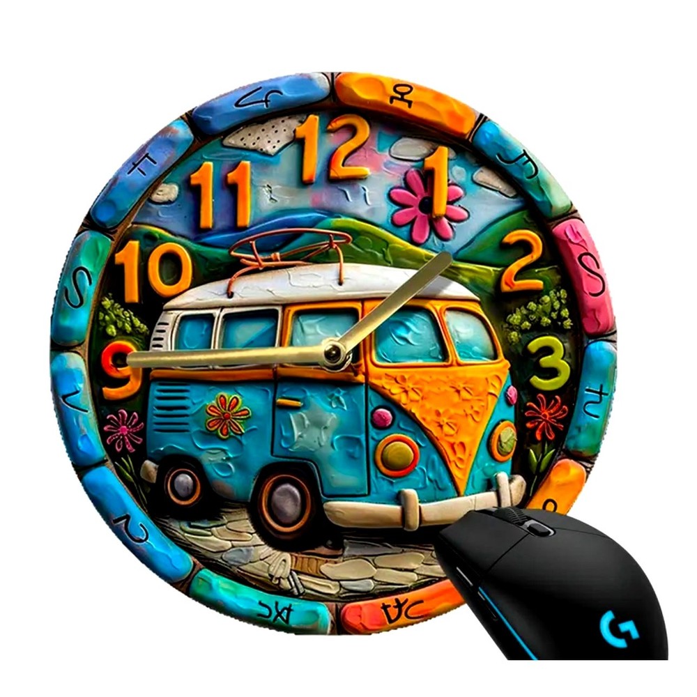 Mouse Pad 70's Bus Hippe Boho Retro Computer Desk Non-Slip