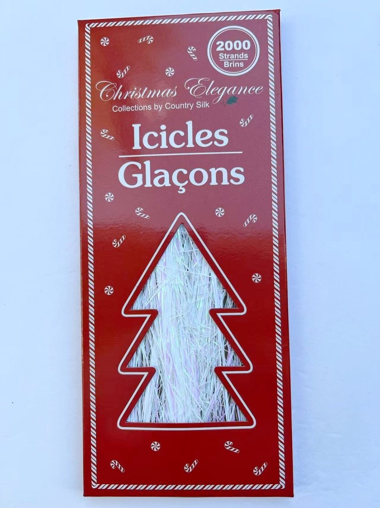 2000 Strands Icicles Tinsel Tree Christmas Decorations, Iridescent