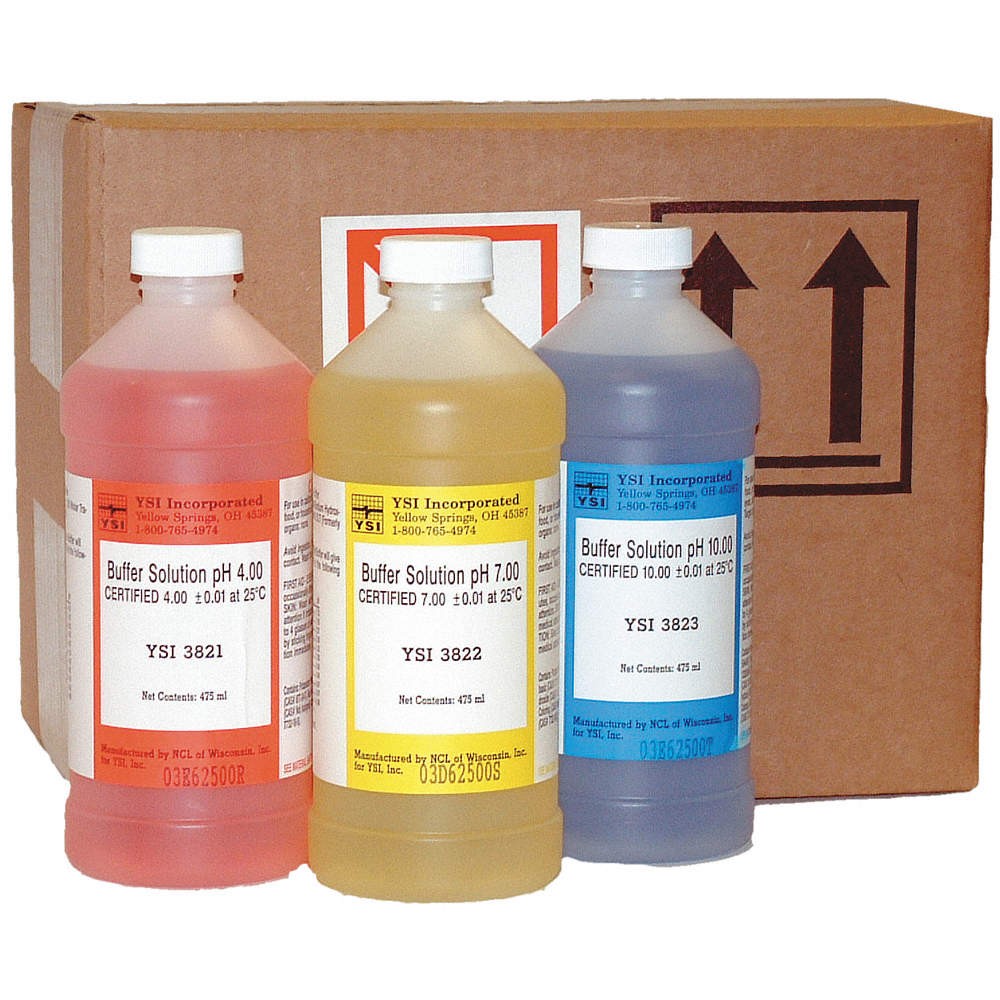 YSI 3824 Buffer Package,pH,4.0, 7.0 and 10.0,2 Pt 4UZC7