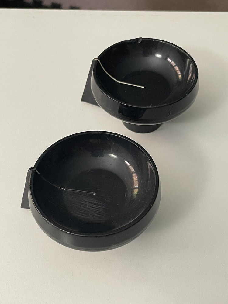 Pair Vintage '70s gloss black Gates Radio large dials console pointer knobs