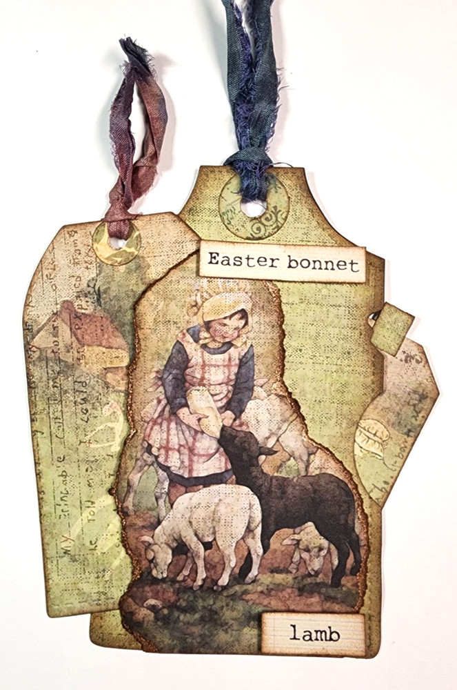 Easter Tag Pockets Ephemera OOAK #4 3D Art Junk Journal Handmade