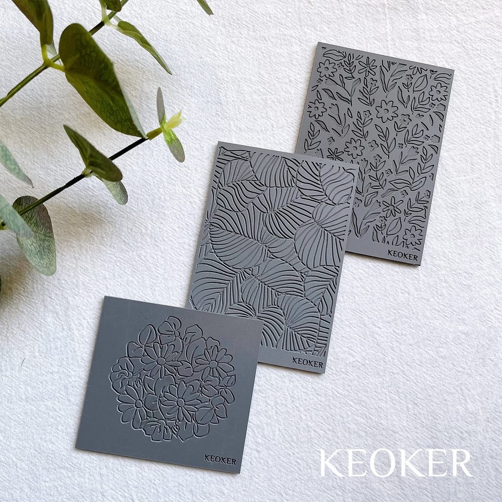 Keoker Polymer Clay Texture Sheets, Mat for Making Floral A