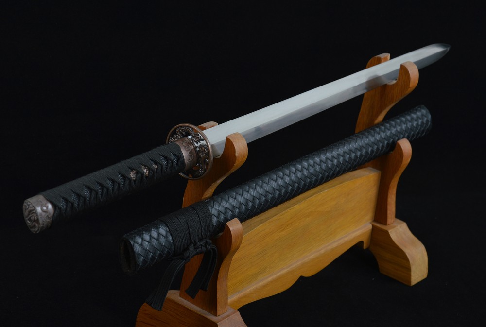 Black Double Edged Ninjato Japanese Samurai Sharp Straight Ninja Practise Sword