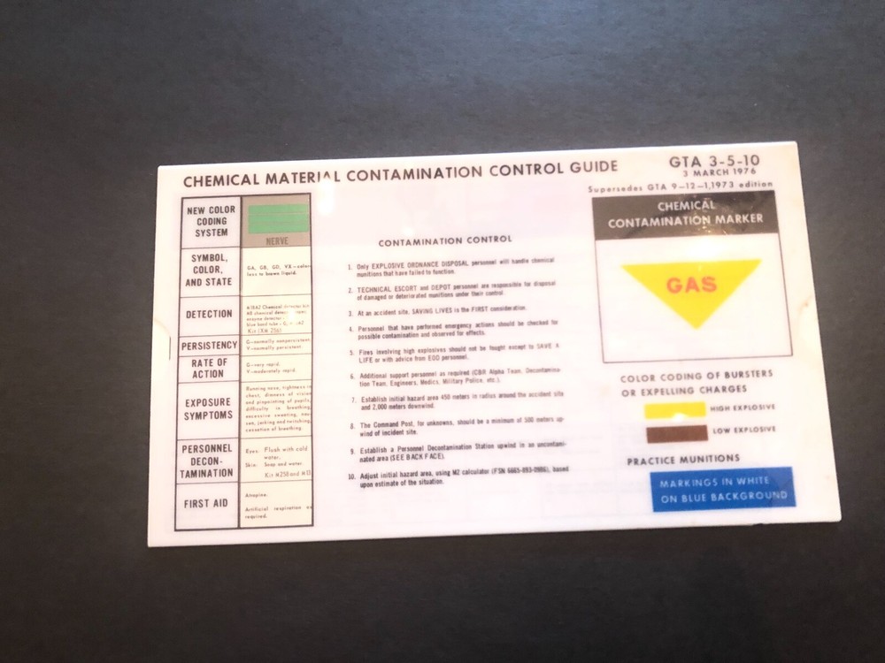 Chemical Material Contamination Control Guide (GTA, 1976)