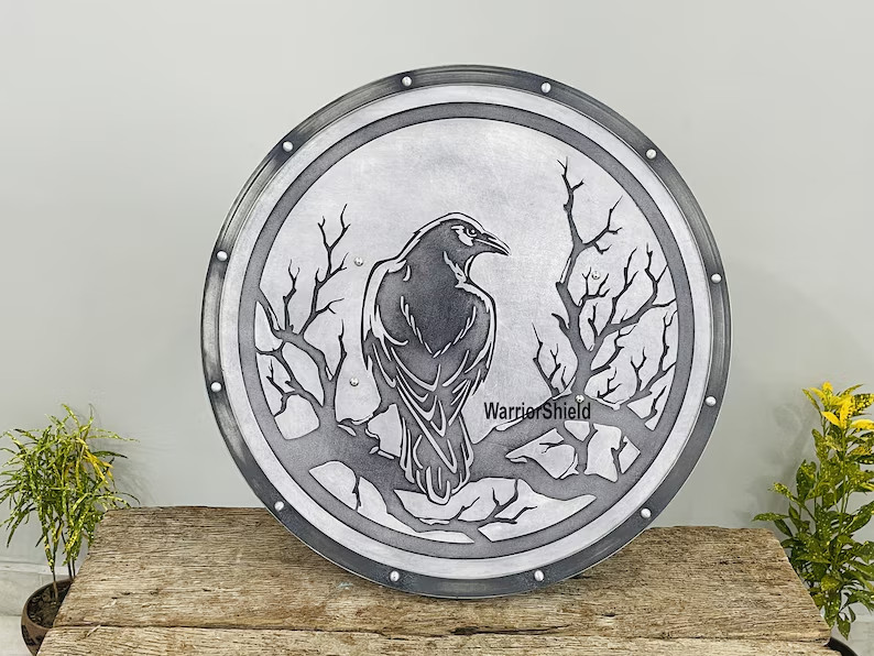 Handmade Medieval Premium Shield | Raven Battleworn Shield