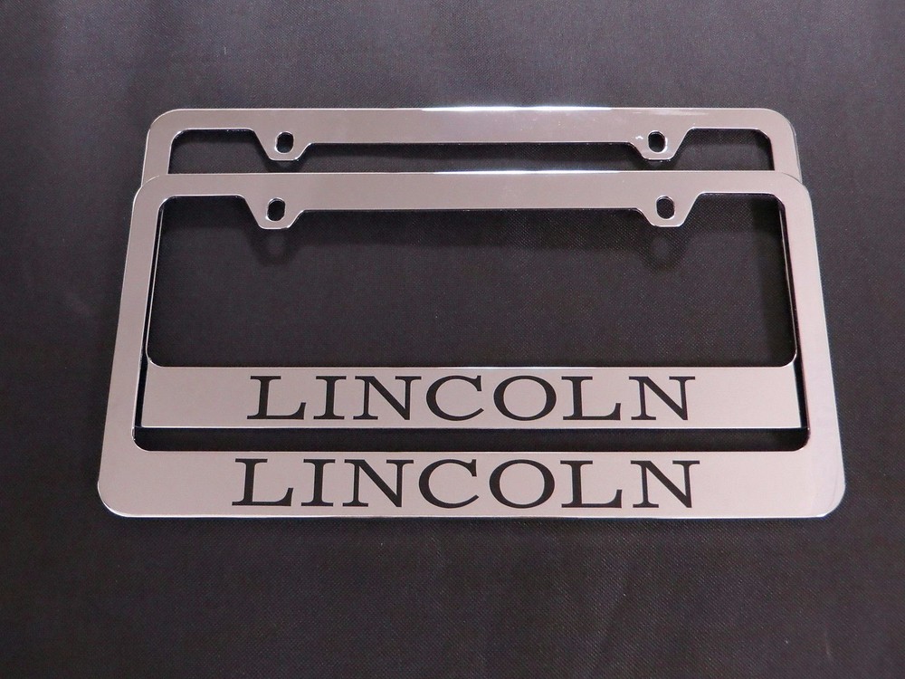 2 LINCOLN STAINLESS STEEL Chrome License Plate Frame