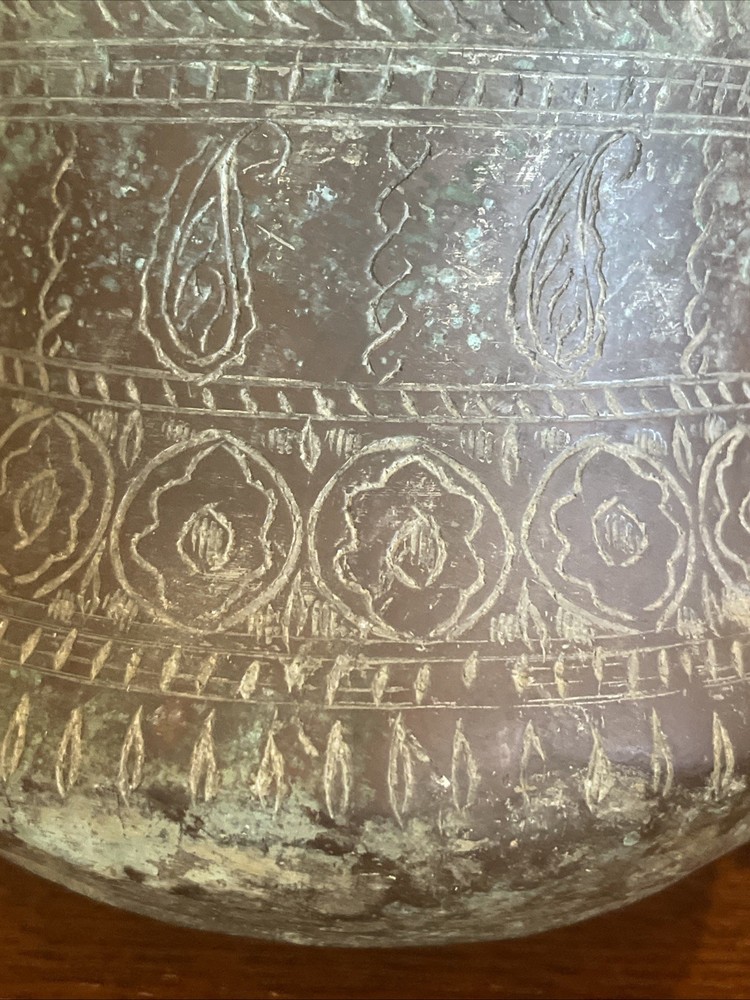 Antique Middle Eastern Engraved Copper Drinking Serving Vessel