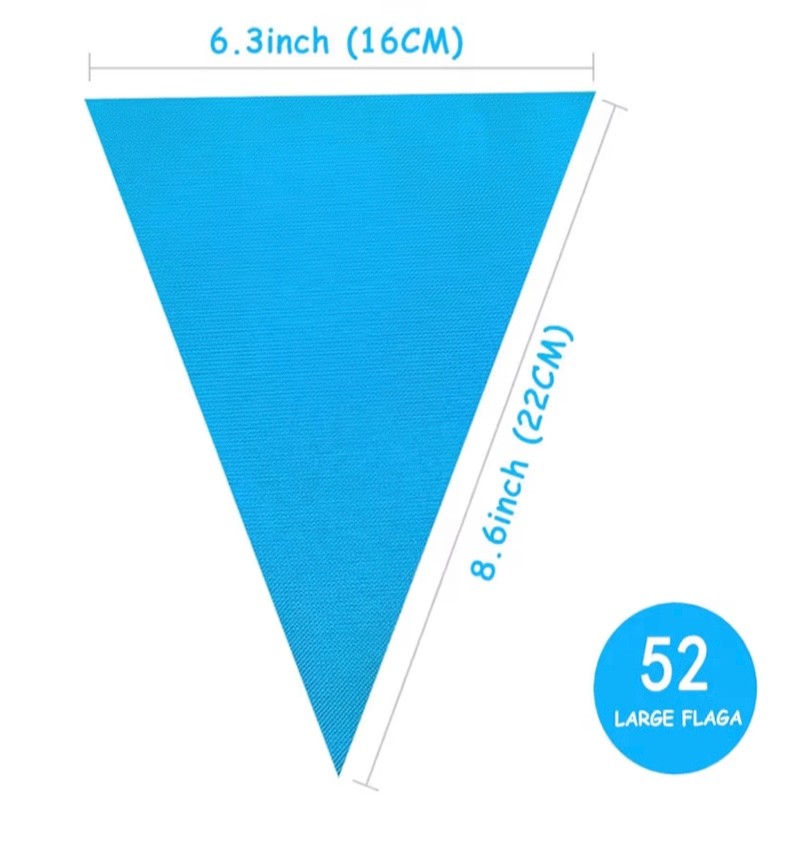 66ft Bunting Banner, 52pcs Waterproof Polyester Fabric Triangle Flags Reusable P