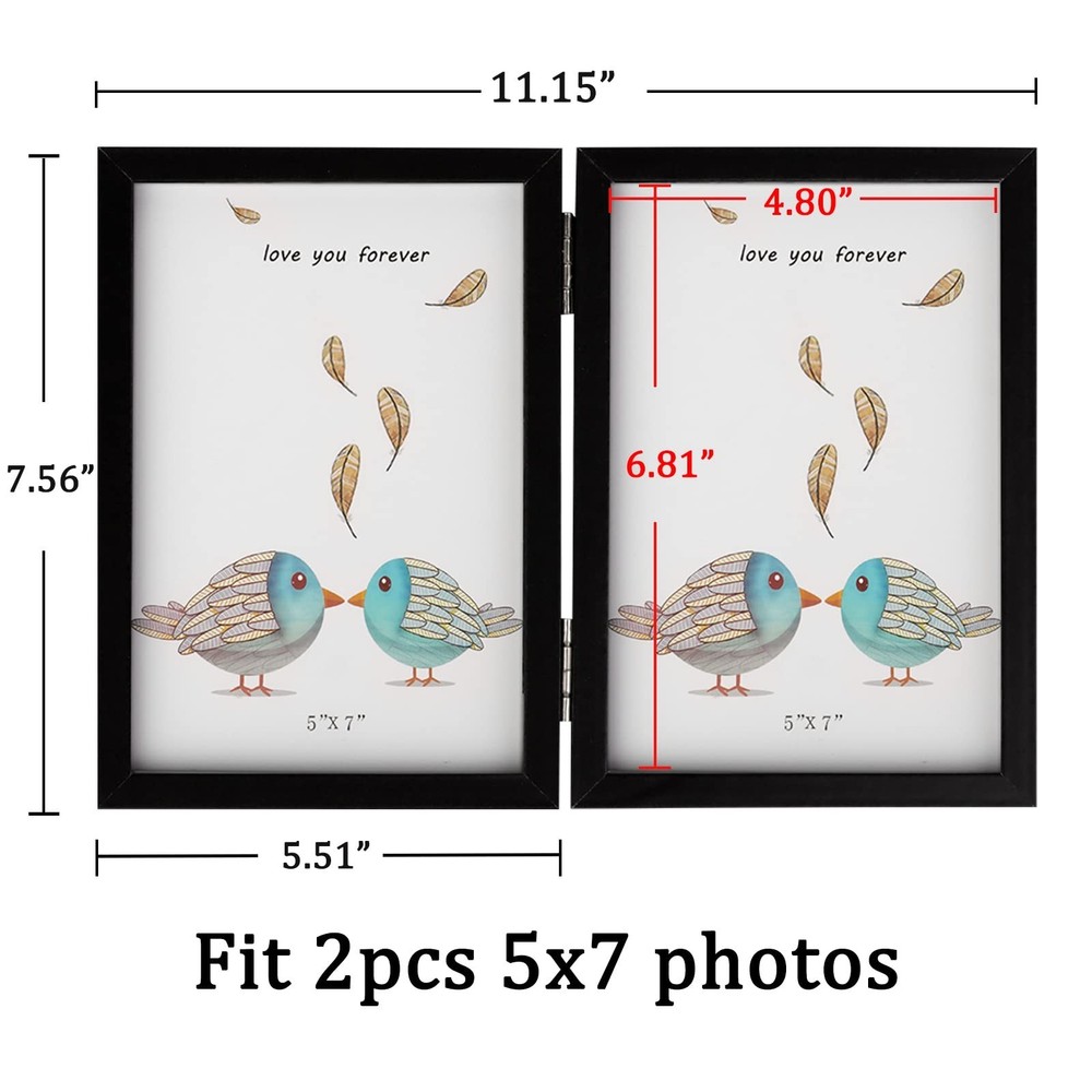 5x7 Double Picture Frames Hinged Folding Photo Frames Vertical Stand Frames (...