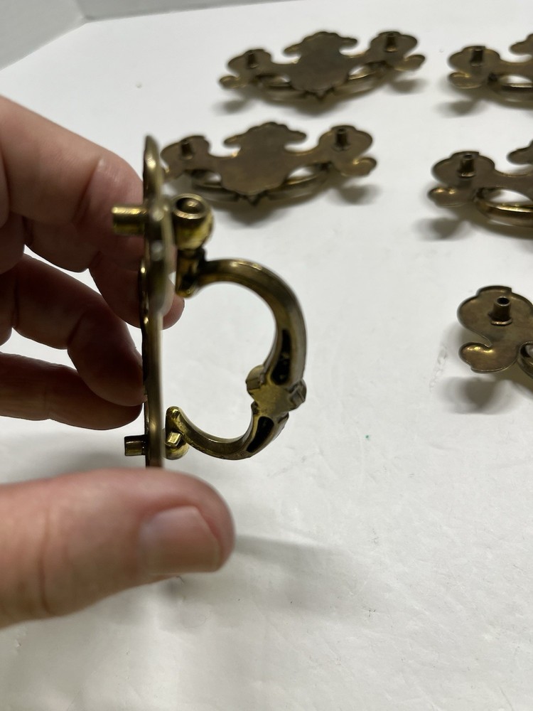 Vintage Lot (6) NOS Chippendale Style Drop Bail Drawer Pulls