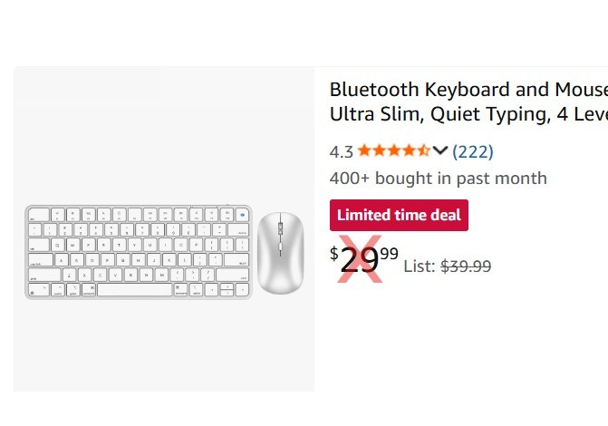 Bluetooth Keyboard Mouse for Mac Rechargeable Slim Quiet iPad iPhone Combo
