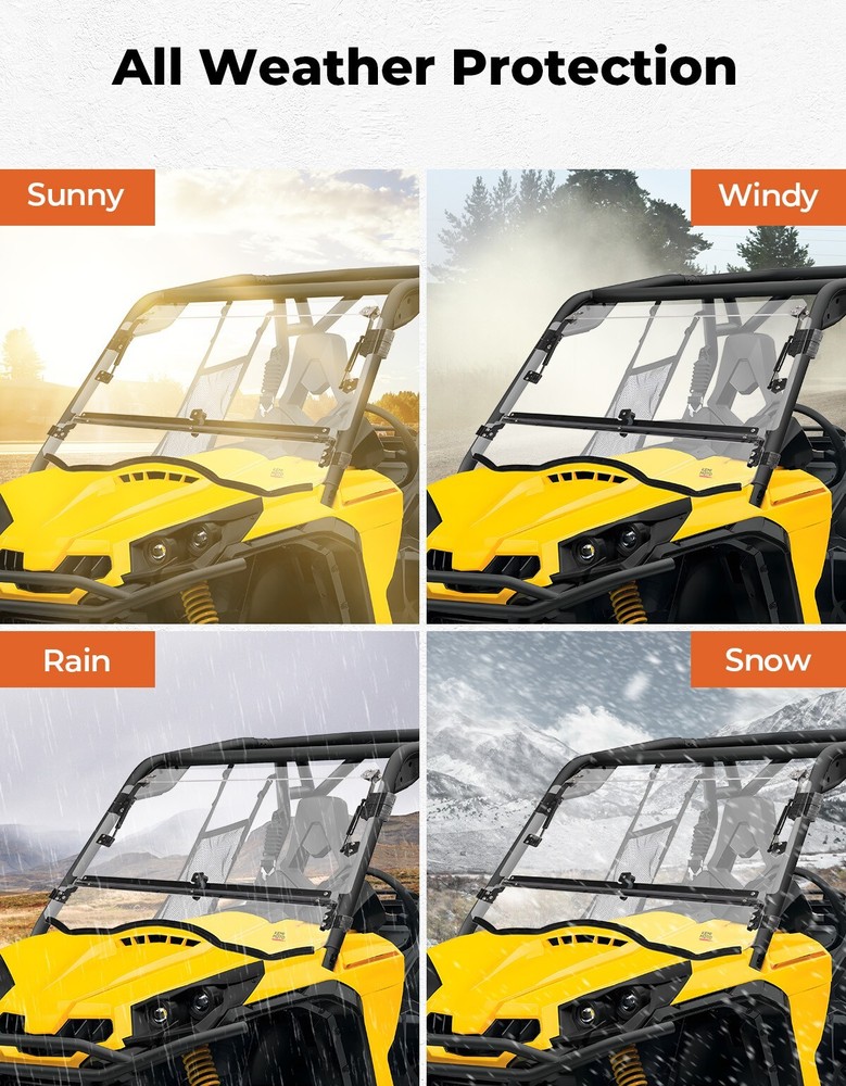 Front Flip Windshield Hard Coated for 2011-2020 Can-Am Commander 800/ 1000/ Max