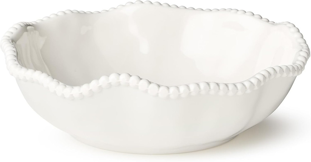 Perlette Off-White Beaded 12-Piece Dinnerware Set – Includes 4 Dinner Plates, 4